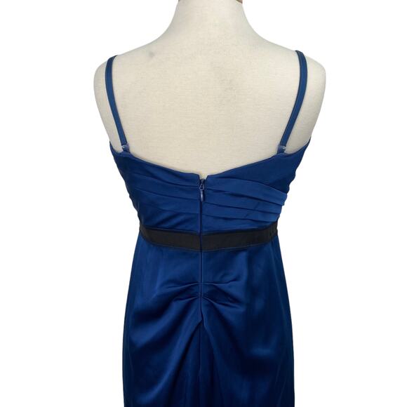BCBGMAXAZRIA Maxi Dress Pleated Details Empire Waist Blue Evening Gown Womens 12 - Picture 10 of 12